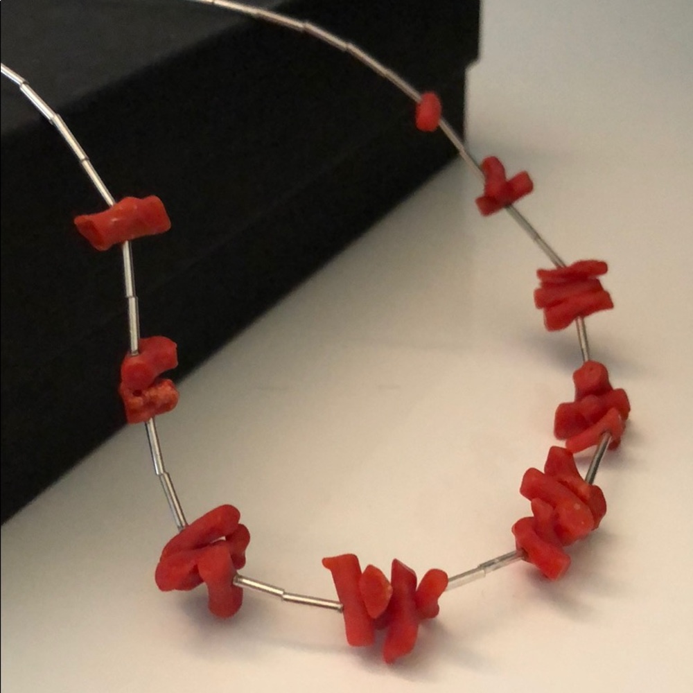 VINTAGE GENUINE RED CORAL W/STERLING SILVER
